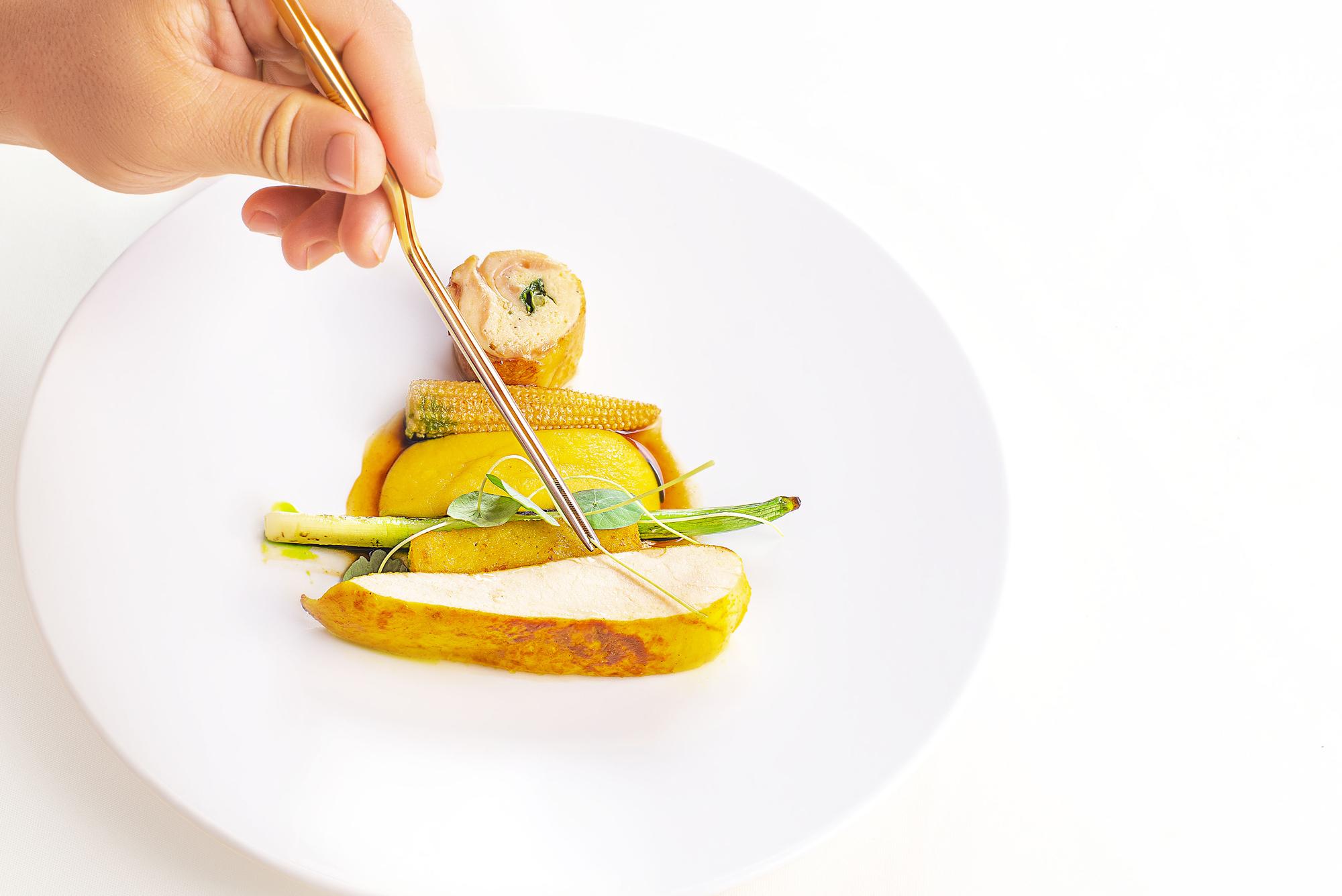 Large editorial shot of a plated seasonal dish